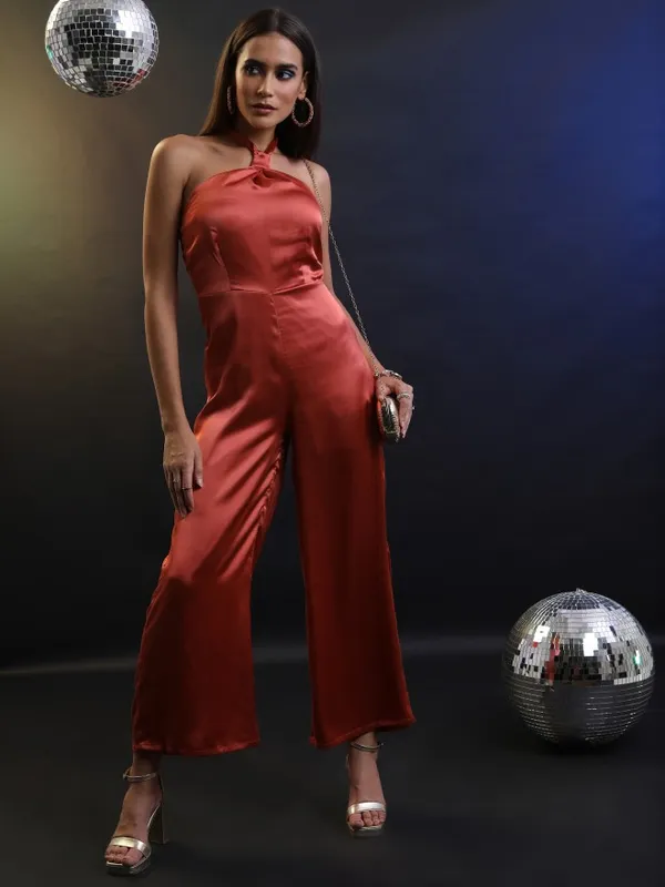  Tokyo Talkies Women Brown Solid Jumpsuits