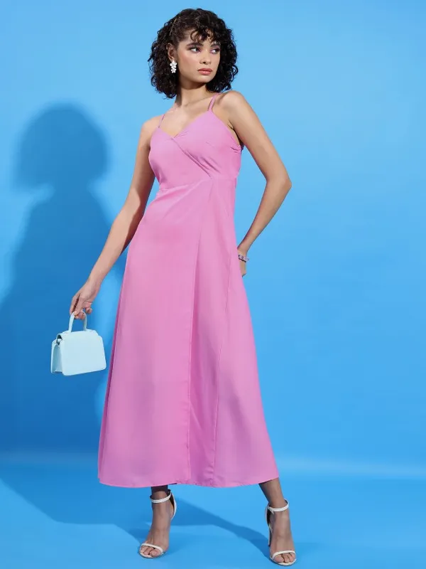 Ketch Women Pink Solid Wrap Dress