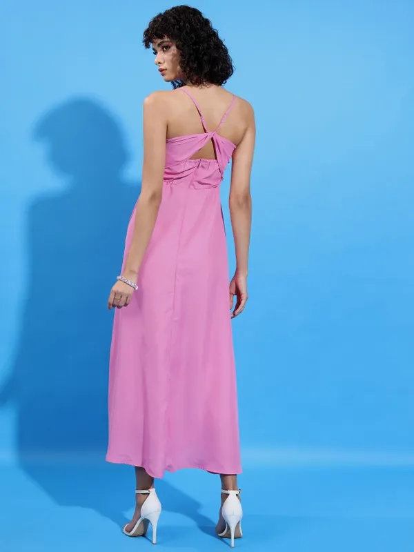  Ketch Women Pink Solid Wrap Dresses