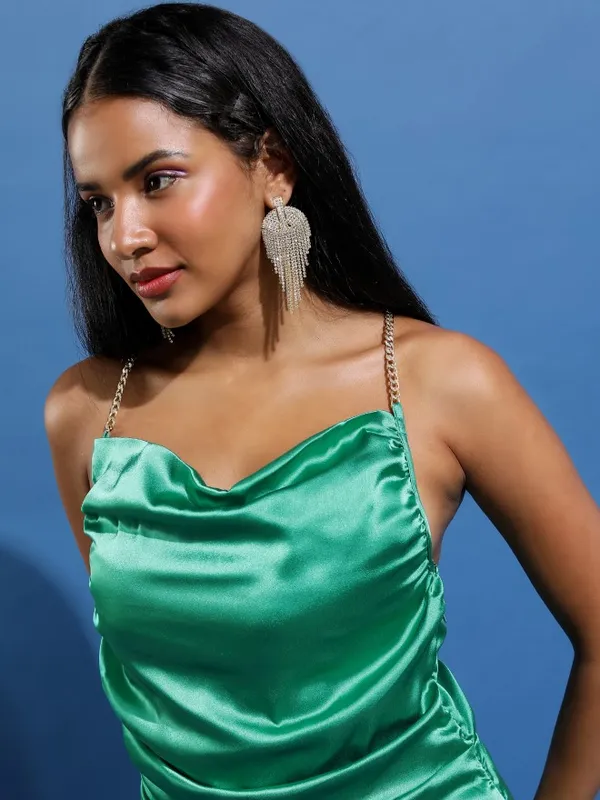 Tokyo Talkies Women Green Solid Sheath Dress