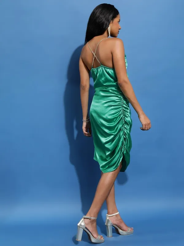 Tokyo Talkies Women Green Solid Sheath Dress