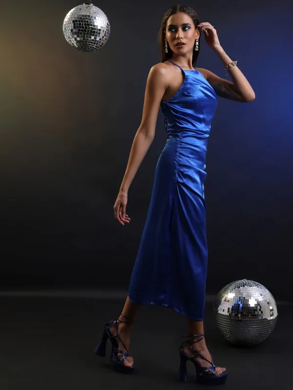  Tokyo Talkies Women Blue Solid Fit And Flare Dresses