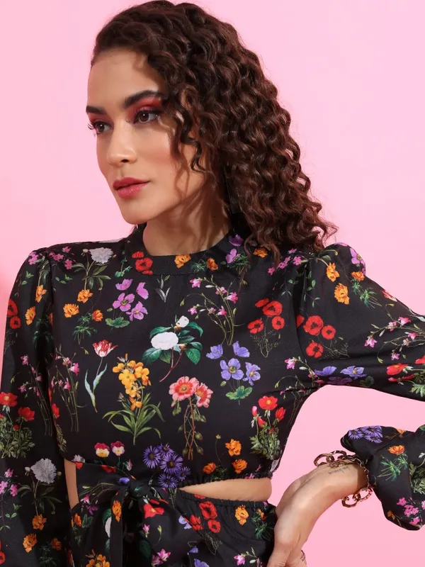 Tokyo Talkies Women Black Printed A-Line Dress