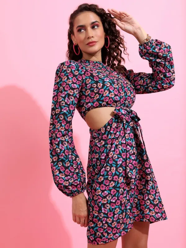 Tokyo Talkies Women Pink Printed A-Line Dress