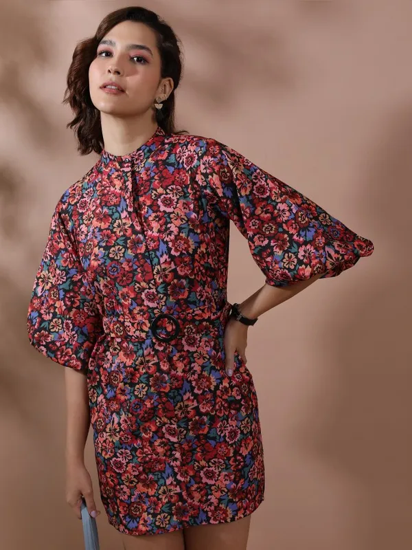 Tokyo Talkies Women Red Printed Shirt Dress