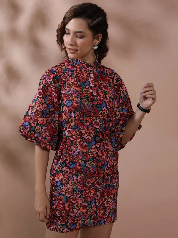 Tokyo Talkies Women Red Printed Shirt Dress
