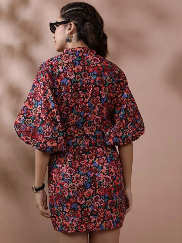 Tokyo Talkies Women Red Printed Shirt Dress