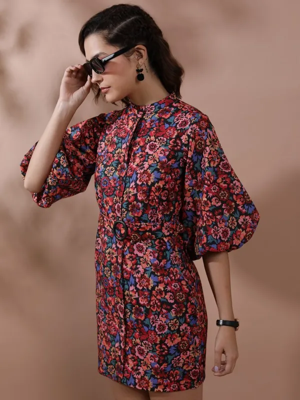 Tokyo Talkies Women Red Printed Shirt Dress