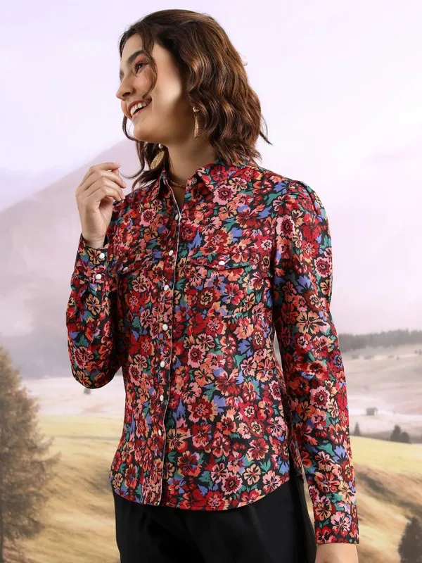  Tokyo Talkies Women Red Printed Casual Shirts