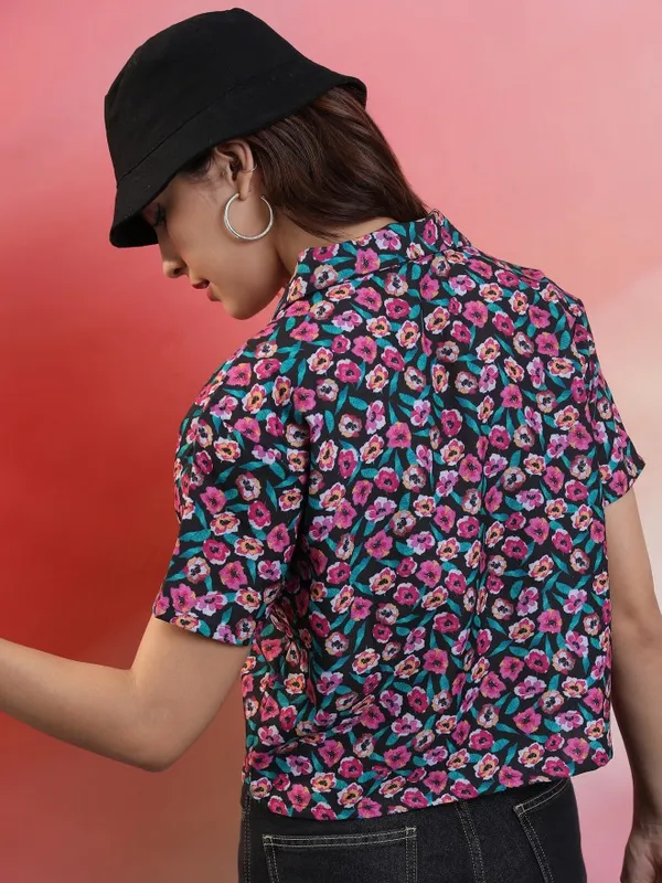  Tokyo Talkies Women Black Printed Casual Shirts