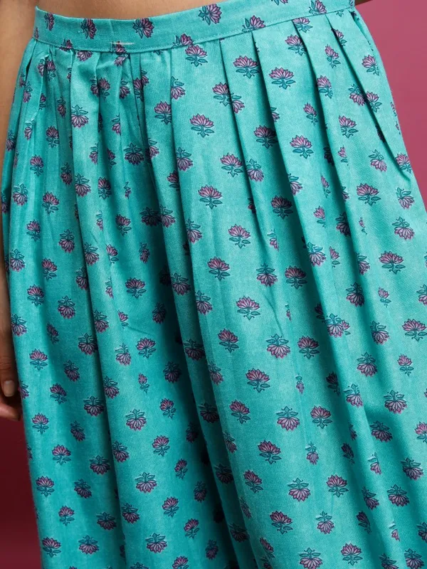  Ketch Women Turquoise Printed Kurta Sets