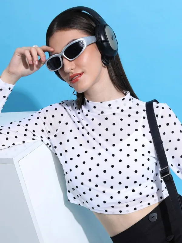  Tokyo Talkies Women White Self Design Regular Tops