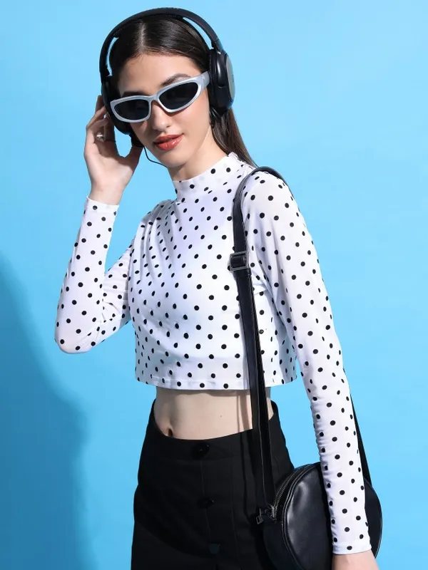  Tokyo Talkies Women White Self Design Regular Tops