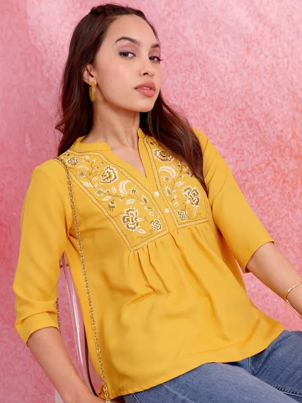 Embroidered Empire Top