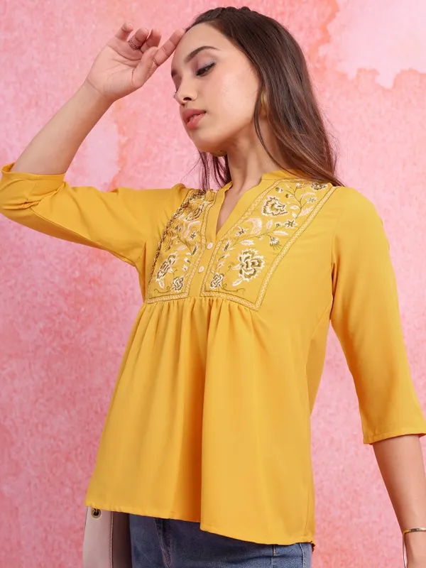 Embroidered Empire Top