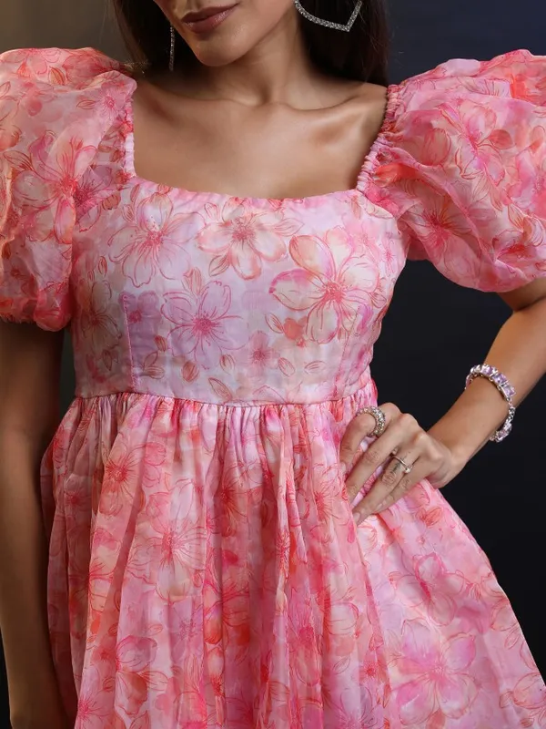 Tokyo Talkies Women Red Printed Fit And Flare Dress