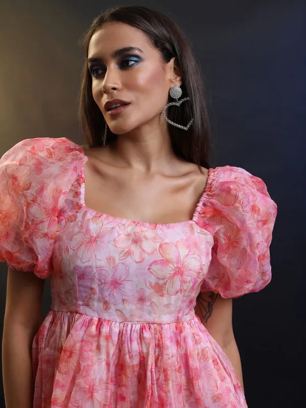 Tokyo Talkies Women Red Printed Fit And Flare Dress