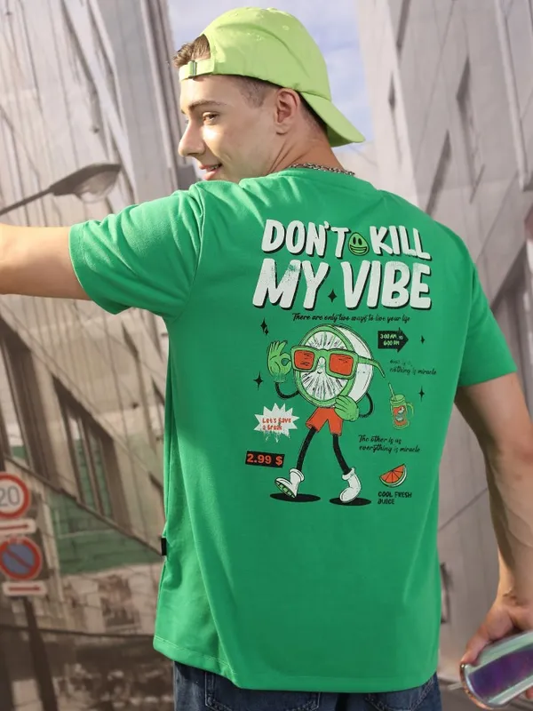  Highlander Men Green Printed Round Neck T-Shirts