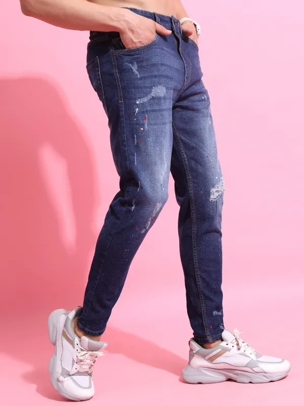  Highlander Men Blue Skinny Fit Highly Distressed Jeans