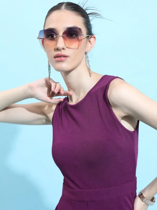  Ketch Women Purple Solid Jumpsuits