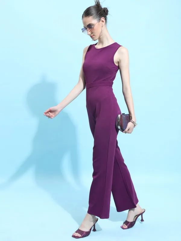  Ketch Women Purple Solid Jumpsuits
