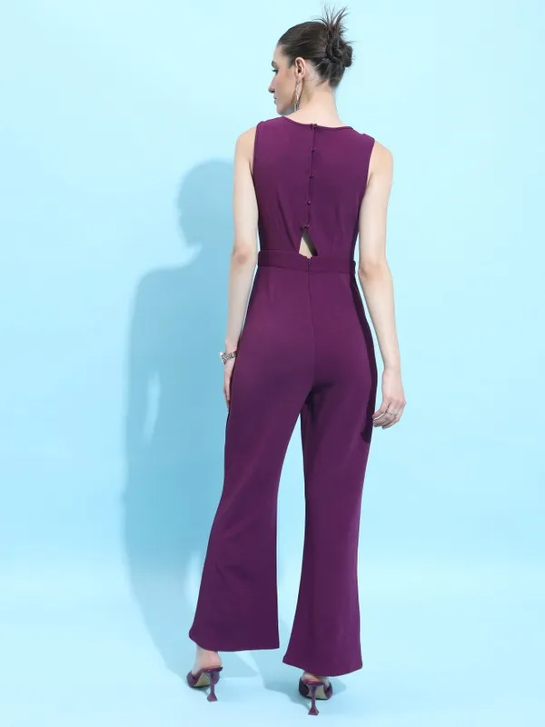  Ketch Women Purple Solid Jumpsuits