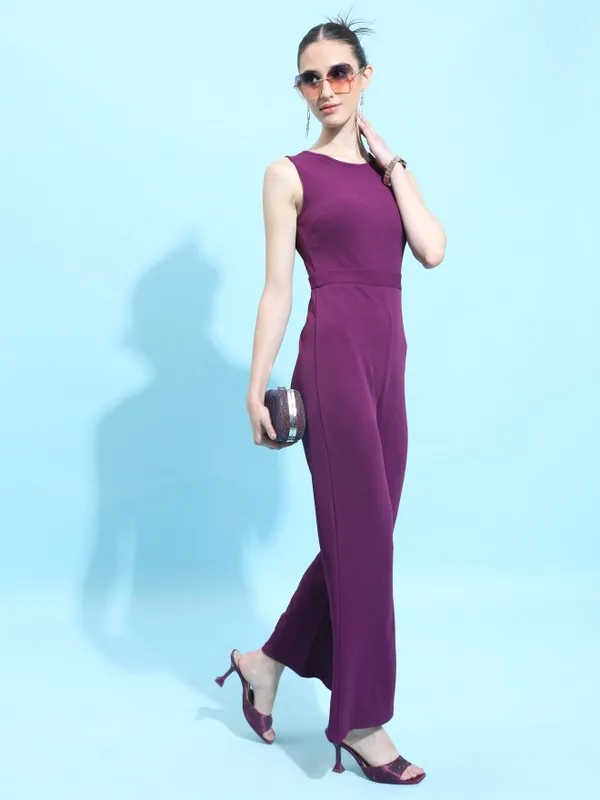  Ketch Women Purple Solid Jumpsuits