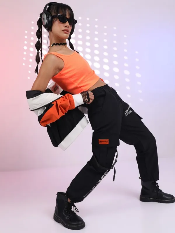  Tokyo Talkies Women Orange Solid Fitted Tops