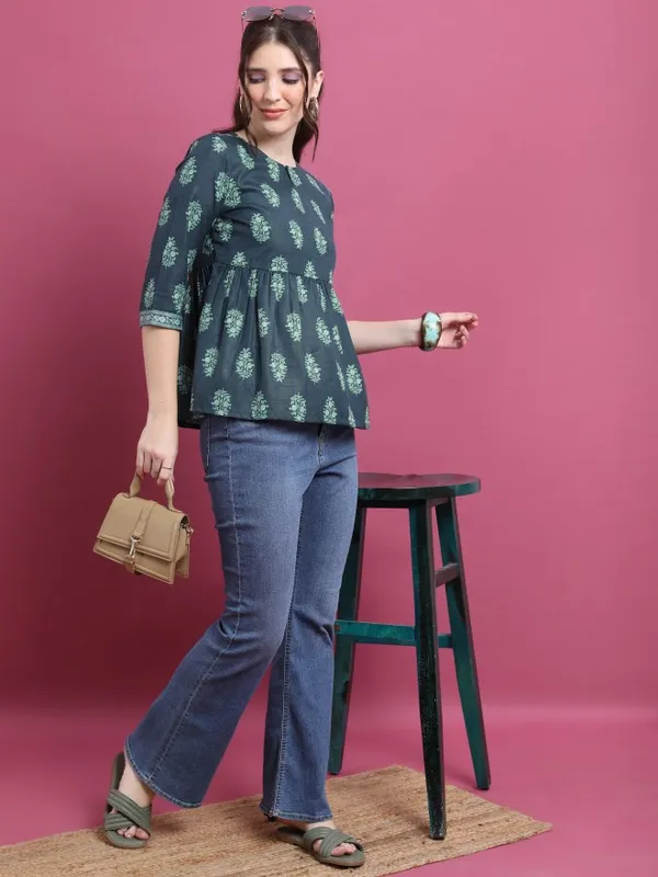 Printed Peplum Top