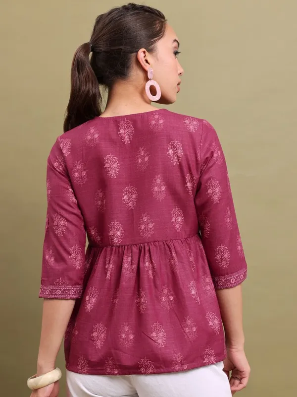  Vishudh Women Purple Printed Peplum Tops