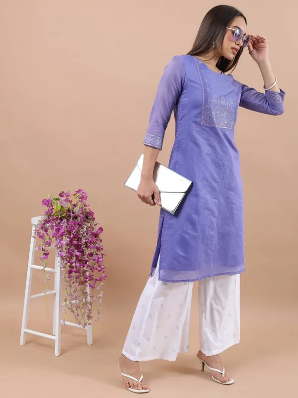 Vishudh Women Purple Printed Straight Kurtas