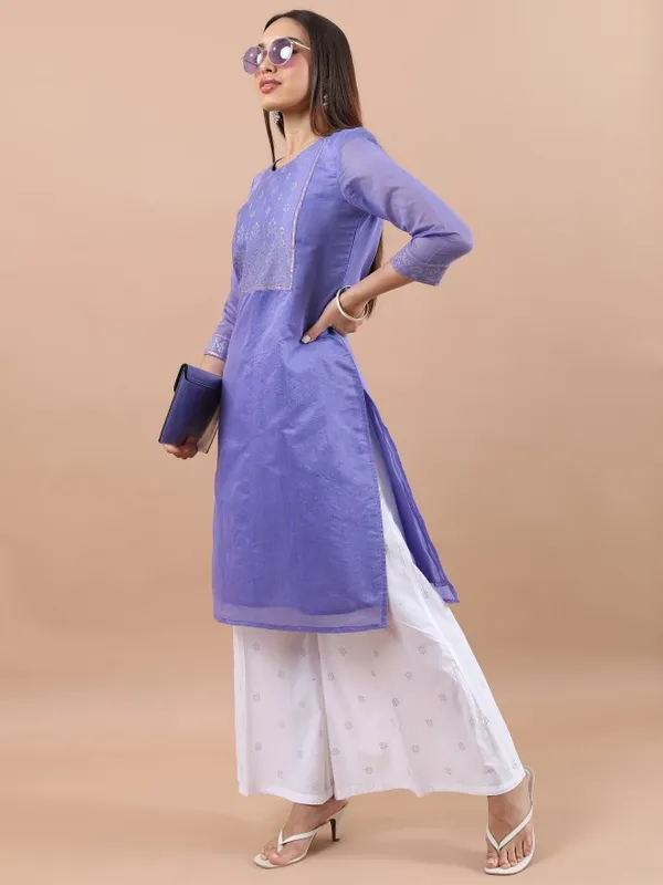  Vishudh Women Purple Printed Straight Kurtas