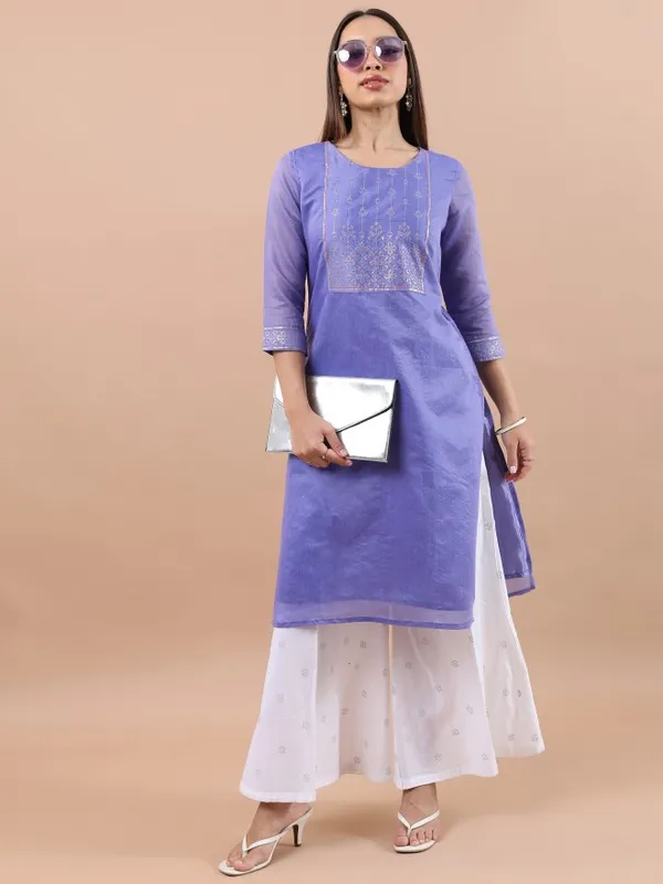  Vishudh Women Purple Printed Straight Kurtas