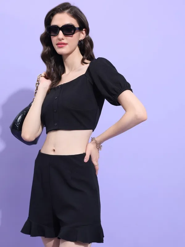 Women Crop Top With Short Co-Ords