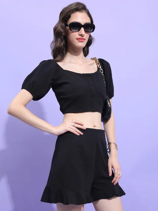 Women Crop Top With Short Co-Ords