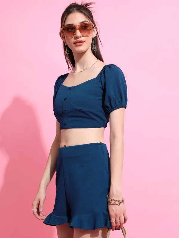  Tokyo Talkies Women Teal Co-Ords