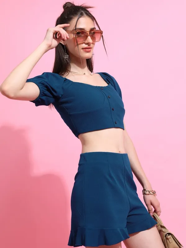  Tokyo Talkies Women Teal Co-Ords