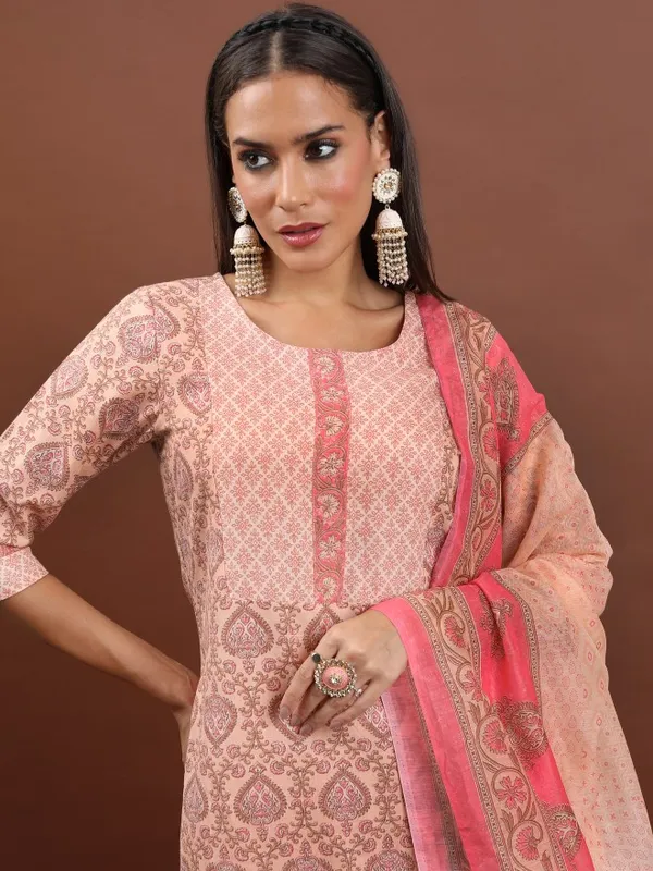  Vishudh Women Peach Printed Kurta Sets