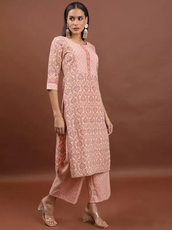  Vishudh Women Peach Printed Kurta Sets