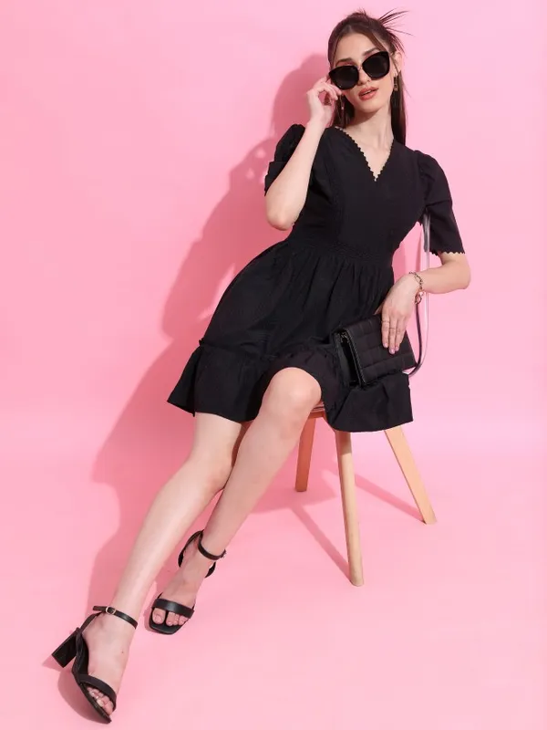 Self Design A-Line Dress