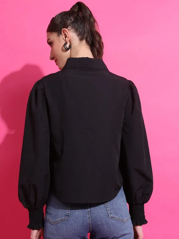  Tokyo Talkies Women Black Solid Casual Shirts