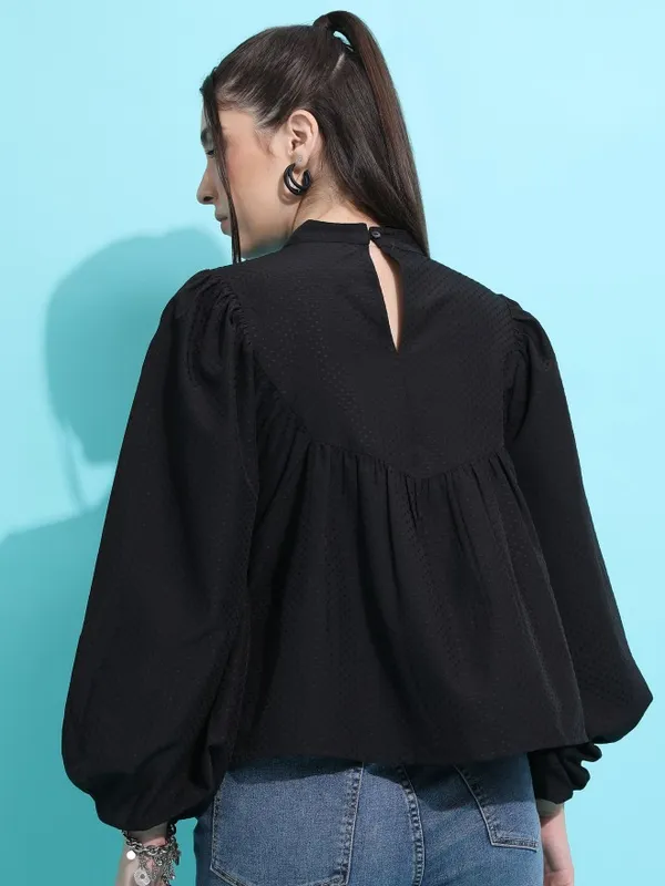  Tokyo Talkies Women Black Printed  Blouson Tops