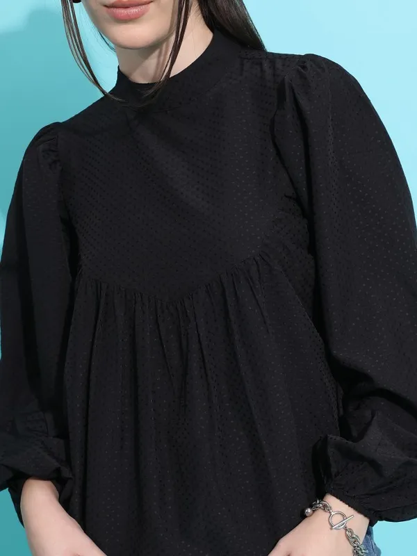  Tokyo Talkies Women Black Printed  Blouson Tops