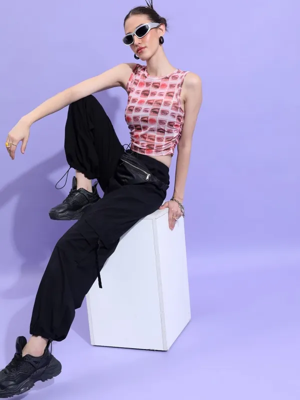  Ketch Women Pink Printed Regular Tops