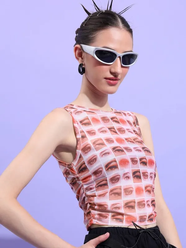  Ketch Women Pink Printed Regular Tops