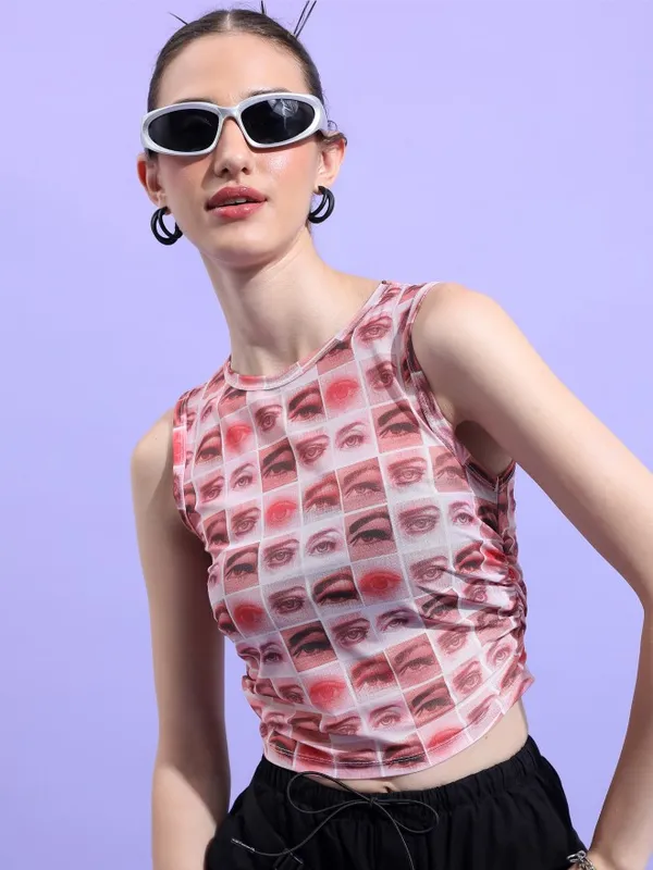  Ketch Women Pink Printed Regular Tops