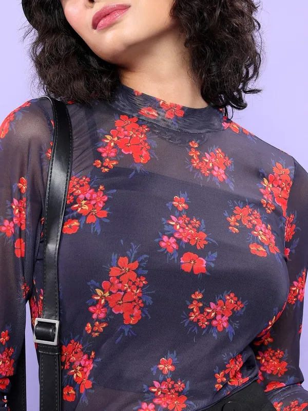  Tokyo Talkies Women Navy Blue Printed Regular Tops