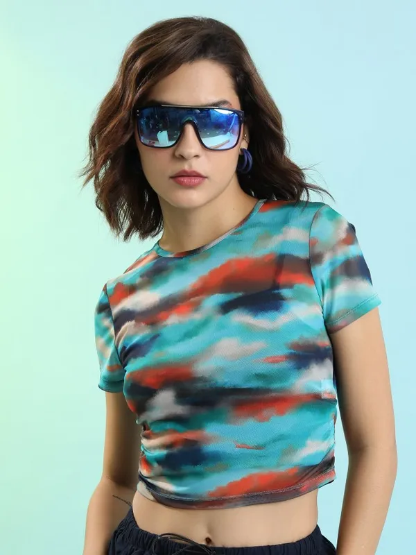  Tokyo Talkies Women Multi Self Design Regular Tops
