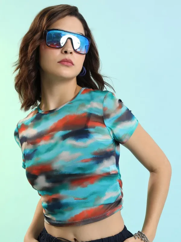  Tokyo Talkies Women Multi Self Design Regular Tops