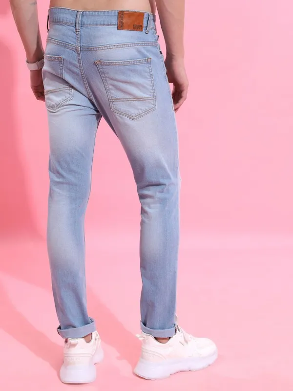  Highlander Men Blue Skinny Fit Highly Distressed Jeans